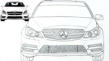 How to Draw a Mercedes Benz C-Class Coupe | Realistic Pencil Drawing Tutorial