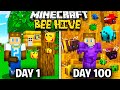 I Survived 100 Days inside a BEE HIVE in Minecraft!