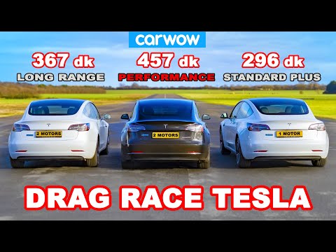 Tesla Model 3 DRAG RACE *Performance v Long Range v Standard Plus*