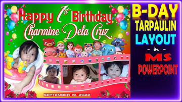 HOW TO MAKE BIRTHDAY TARPAULIN LAYOUT AND DESIGN IN MS POWERPOINT II COCOMELON THEMED
