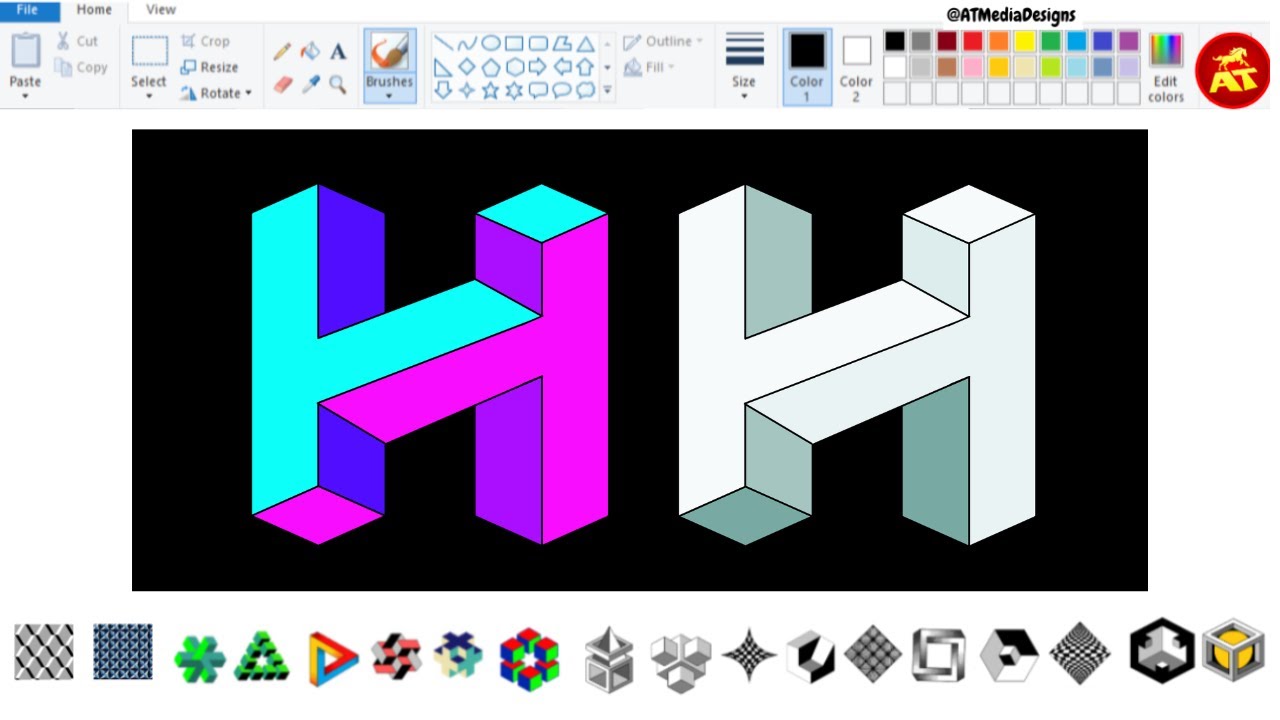 84.3D ILLUSION in MS Paint | Illusion drawing in Paint | Computer paint ...