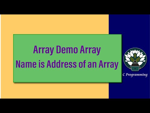 Array Demo Array Name is Address of an Array