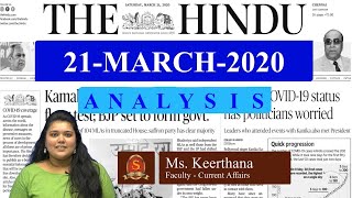 The Hindu Daily News Analysis | 21st March 2020 | UPSC Current Affairs | Prelims - Mains 2020