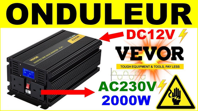 Convertisseur 2000W 4000 DC 12V à AC 220V Onduleur Multifonction LCD 2 1A  USB 