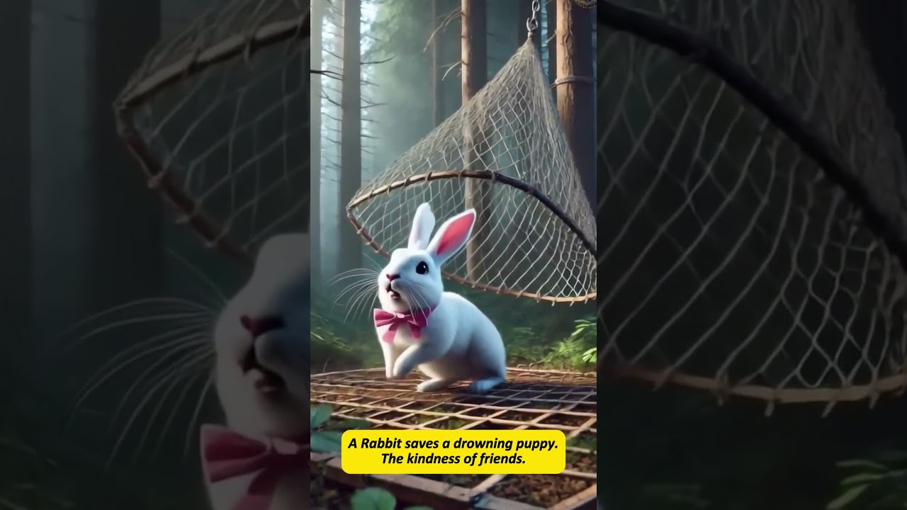 Rabbit saves a drowning puppy. The kindness of friends🐰