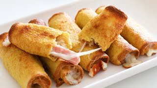 Toast (Spam and mozzarella cheese rolls) | Qiong Cooking&#39;s recipe transcription