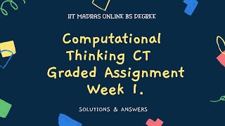 IIT Madras Bsc Online Degree Computational Thinking Graded assignment  week 1 Answers | Solution