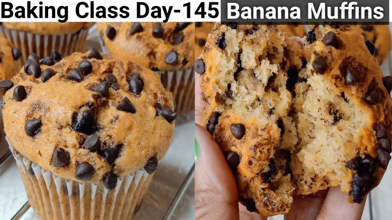 Baking Class Day-145~Eggless Banana Muffins Recipe| Best Banana Chocolate Muffin/Cupcakes Recipe|