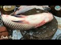 Pleasing Knife Skills Of Cutting Rohu Fish, Big Rui Fish Skinning And Chopping By Expert Fish Cutter Mp3 Song