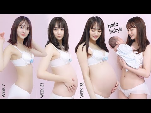 妊娠から出産までのタイムラプス【Pregnancy Transformation (Week by Week) 】