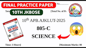 jkbose 10th science paper 2025 | final practice paper 😱| important MCQ