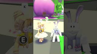 Adopt me giving my cousin her DP as the easter bunny.