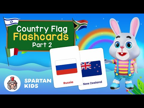 Let's Learn Country Flags Flashcards | Learn Country Names and their Flags IN US | With Poppy - video from Spartan Kids