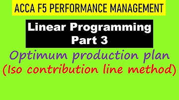 ACCA F5 PM, Iso contribution line method, Linear Programming - Part 3, CIMA P1 Management Accounting