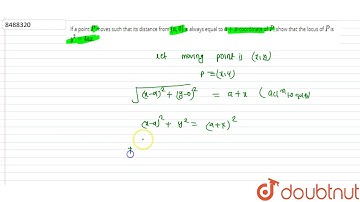 If a point `P` moves such that its distance from `(a, 0)` is always equal to `a+x`-coordinate