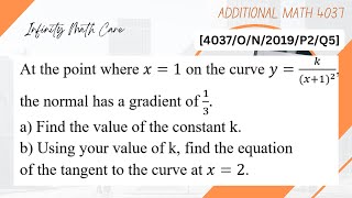 Find k and Equation of Tangent | Differentiation Problem #differentiation #calculus #olevelmath