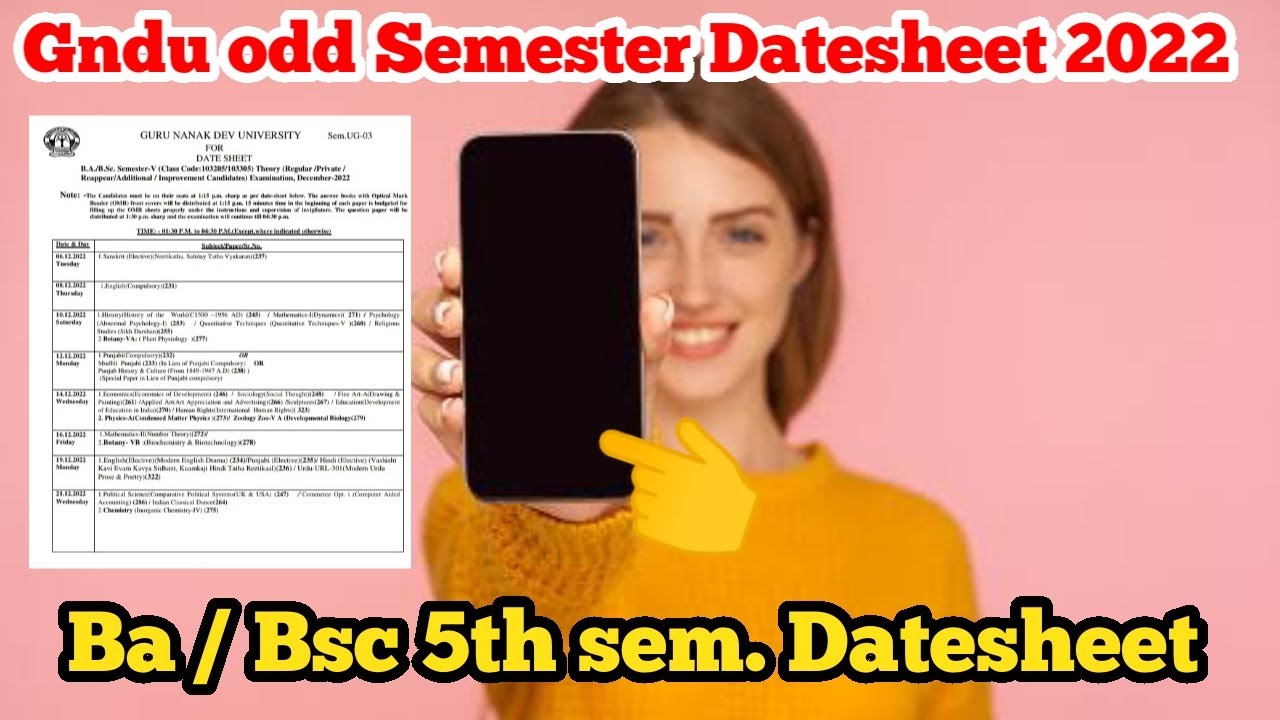 GNDU Ba / Bsc 5th semester datesheet 2022 || Gndu Odd Semester Exams Datesheet || Gndu Datesheet
