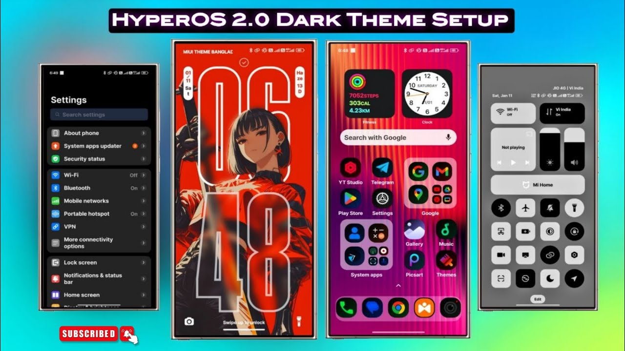 Hyperos Customization ⚡️Dark Theme HyperOS 2.0 Theme Official Full Customization On REDMI ...