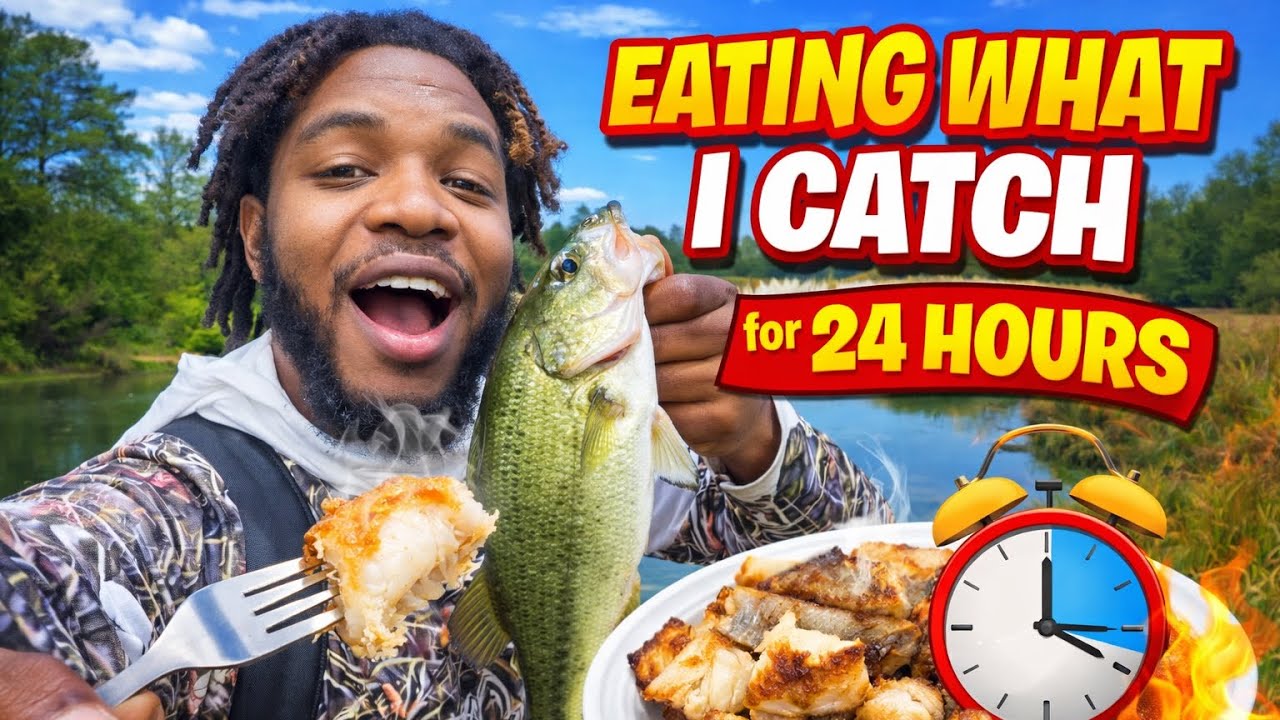 Eating Only What I Catch On The Pond For 24 Hours 