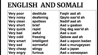 ENGLISH AND SOMALI PART ONE