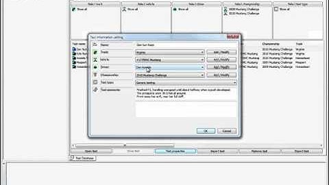 Changing Test Properties in Race Studio 2
