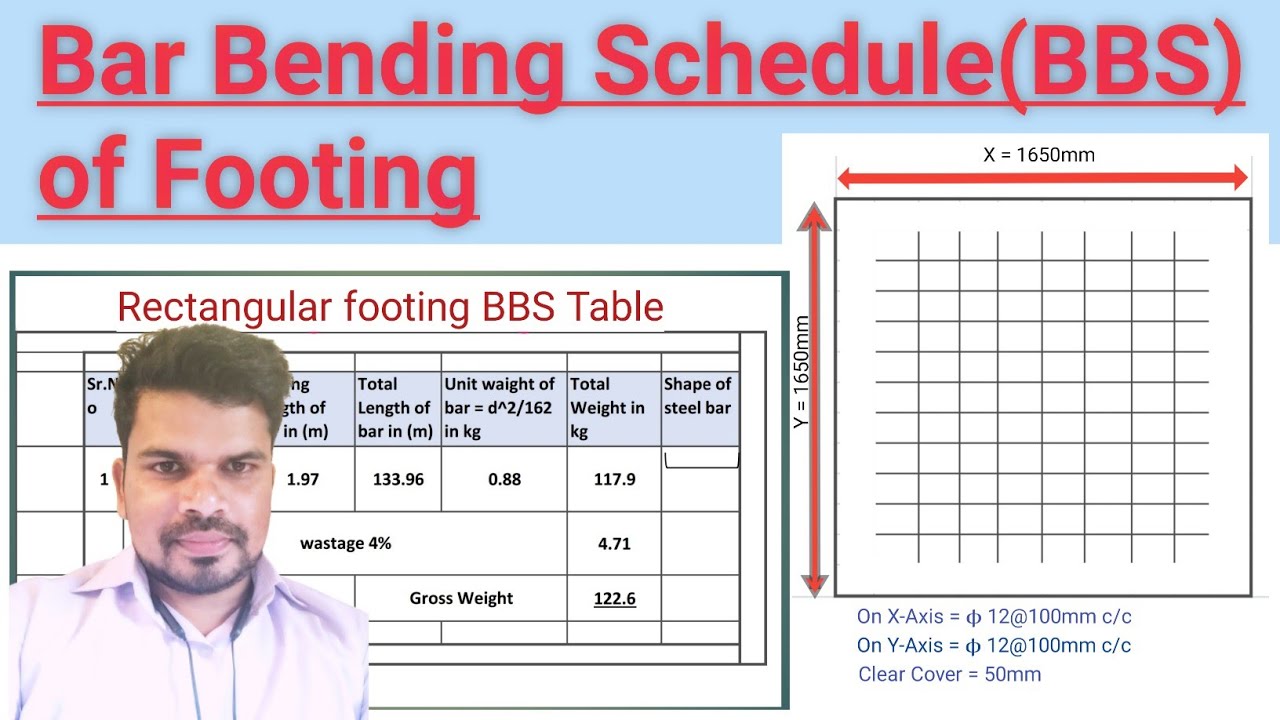 Bar Bending Schedule(BBS) of Footing || BBS बनाने का आसन रारिका. #bbs # ...