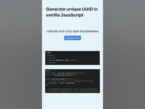 How to Generate UUID in Vanilla JavaScript - YouTube