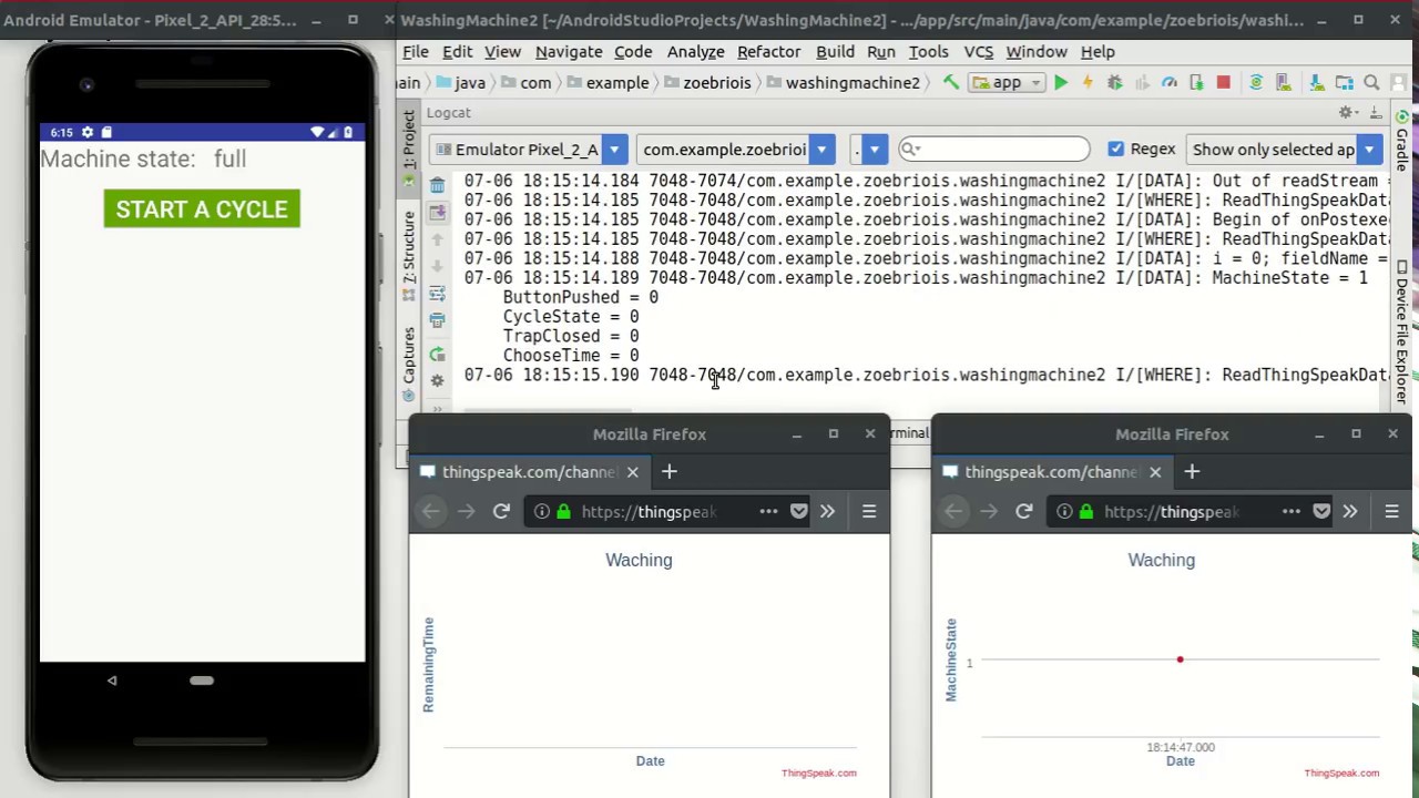 Démonstration de la communication entre l'application et ThingSpeak ...