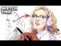 How to sketch a PORTRAIT for beginners (Step-by-step ink & watercolor TUTORIAL)