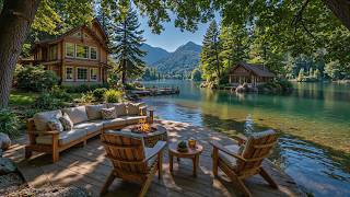 Nature Summer Relaxing Riverside Porch Cabin 🌿🔥 Beautiful Piano Music & Nature Sounds for Relax
