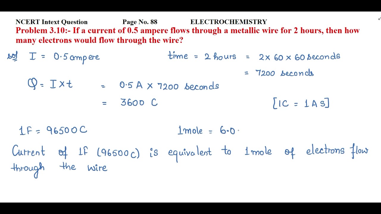 If A Current Of 0 5 Ampere Flows Through A Metallic Wire For 2 Hours If A Current Of 0 5 Ampere Flows Through A Metallic Wire For 2 Hours