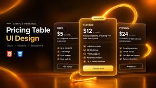 Premium Pricing Table UI with HTML & CSS | Glassmorphism + Hover Effects