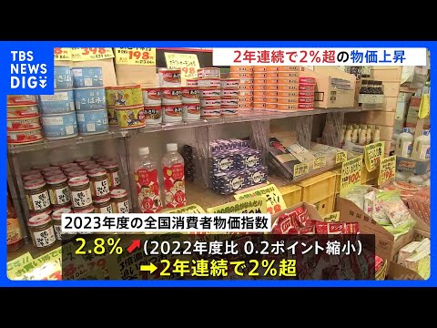 【速報】3月の全国の消費者物価指数2.6％上昇　2023年度平均は2.8％上昇…2年連続で2％を超える物価上昇｜TBS NEWS DIG