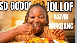 Eating Nigerian Jollof Rice Beans With Chicken Turkey Realistic Mukbang