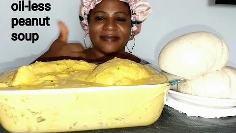oil-less peanut soup with fufu African food mukbang (eating sound Asmr)