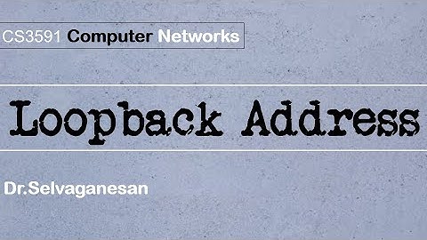 Loopback Address | CS3591 Computer Networks | Dr.Selvaganesan