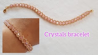 Crystals bracelet/Simple and elegant bracelet/Easy bracelet making at home/Handmade/Diy Beading