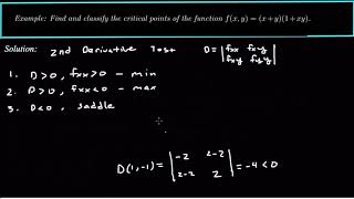 Second Derivative Test for a Function of Two Variables