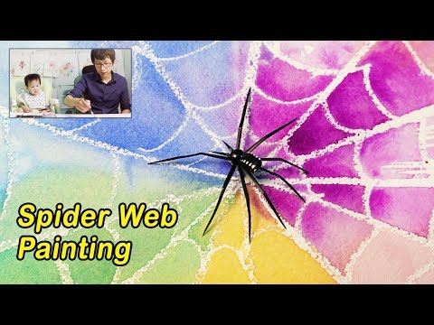 Spider Web Art Watercolor Resist Painting Technique