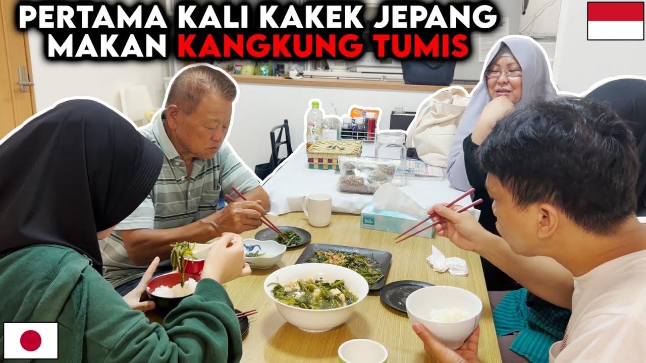Reaksi kakek Jepang Pertama makan kangkung Tumis