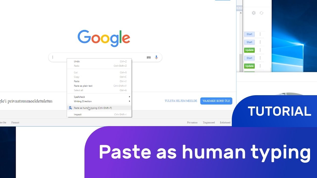 Paste as human typing feature