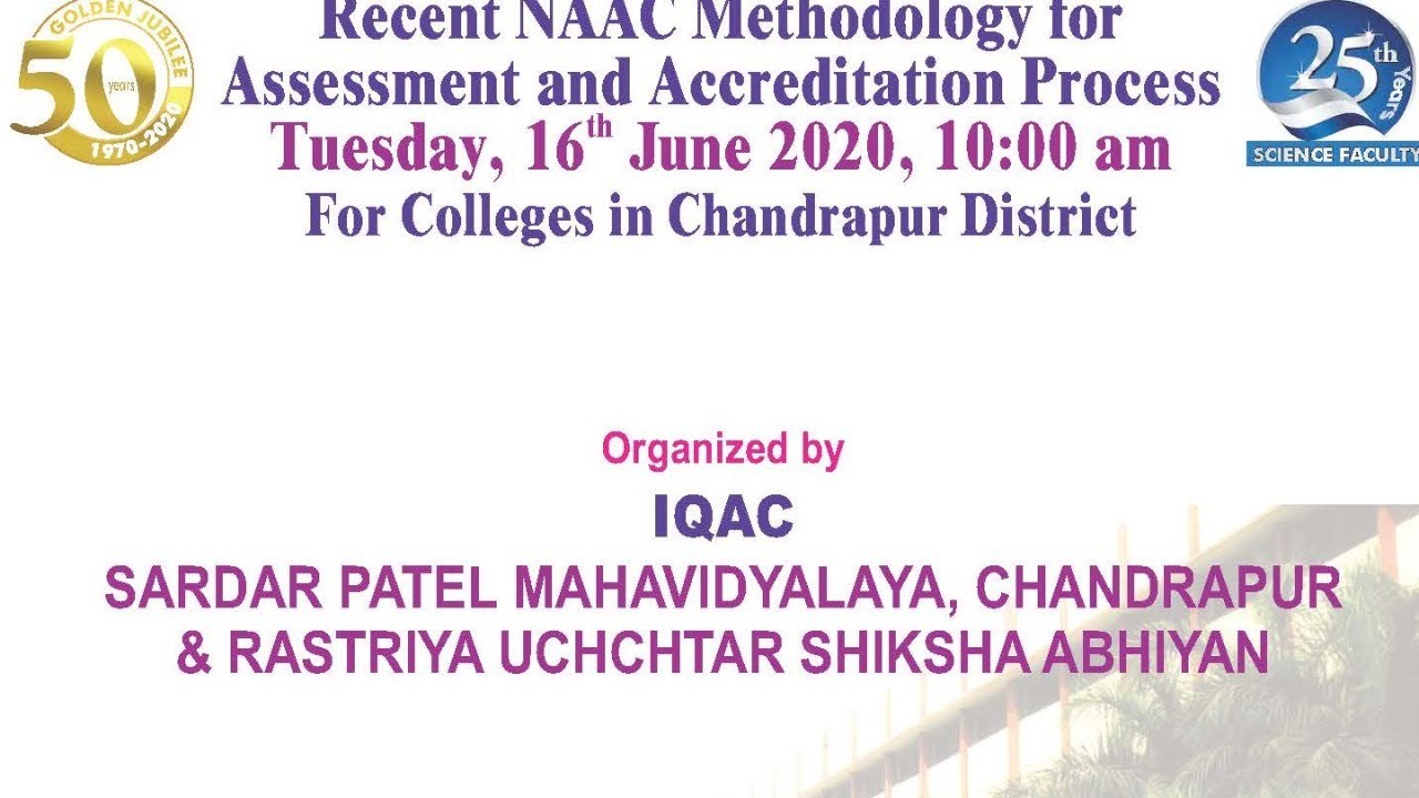 Online Workshop on Recent NAAC Methodology for Assessment and ...