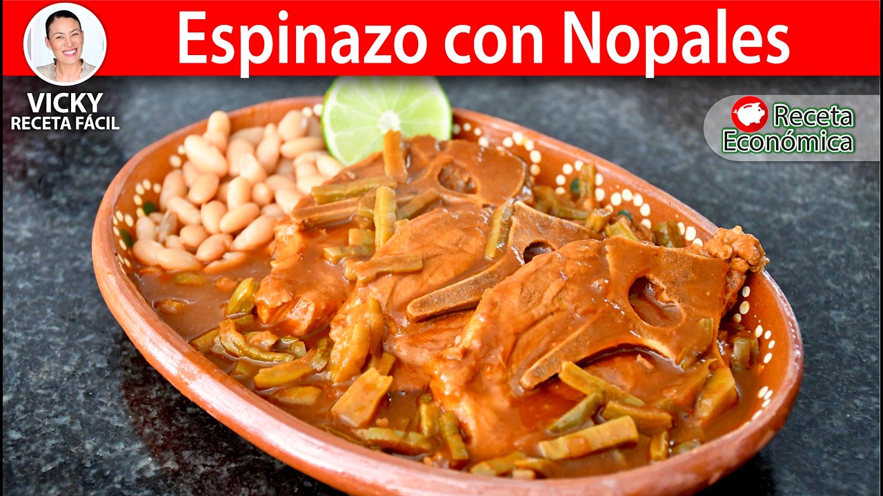 ESPINAZO CON NOPALES | Vicky Receta Facil