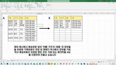 [엑셀VBA] 빈셀 윗셀 값 복사 및 조건 만족 행 삭제