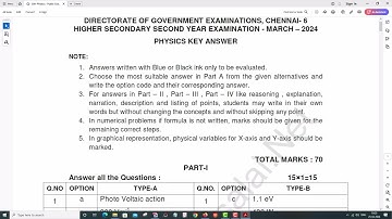 12th Physics   Public Exam March 2024   Official Answer Key   English Medium