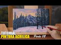 TUTORIAL DE PINTURA ACRÍLICA - Como pintar uma paisagem com neve e pinheiros | Amauri Jr. Artes