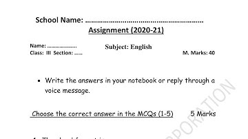 NDMC Class 3 English SA 2 FINAL EXAM Question Paper