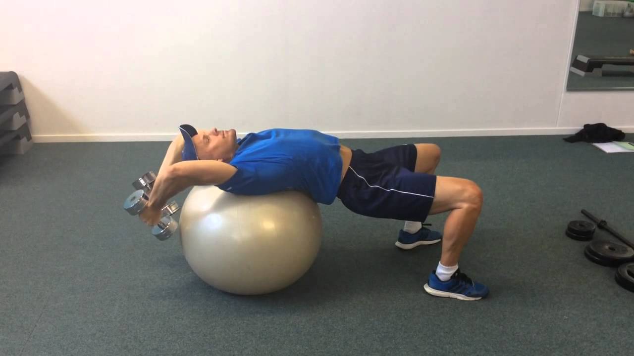 Swiss ball dumbbell pullover YouTube
