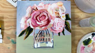 Acrylic Painting Time-Lapse | Peonies in Bloom