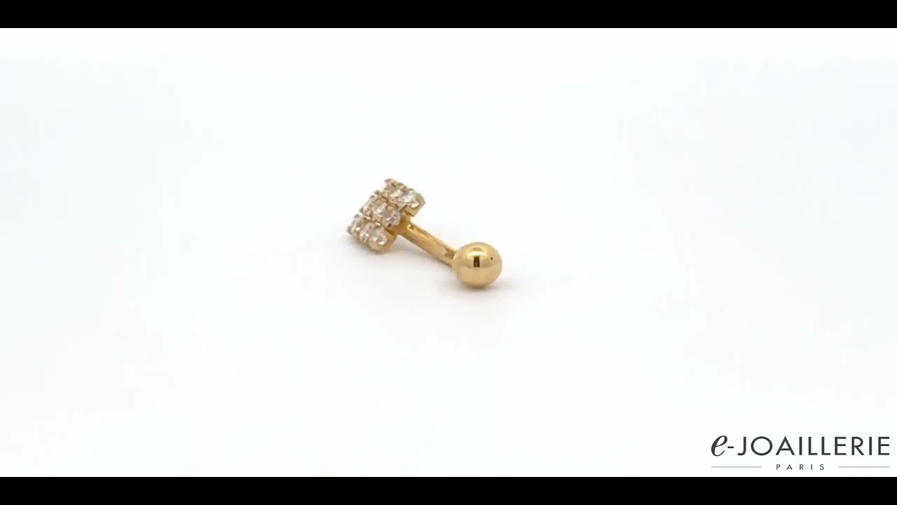 www.e-joaillerie.com - Piercing nombril or jaune 18 carat et zirconiums